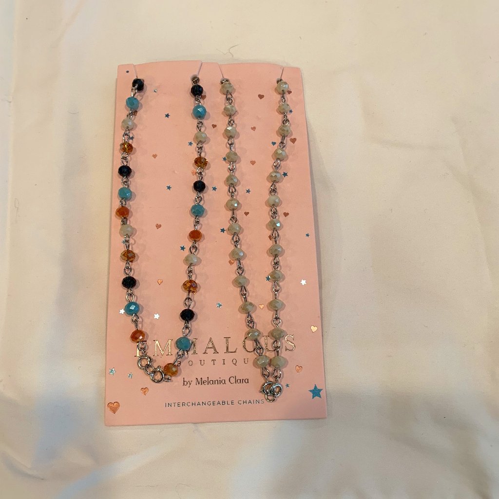 Melania Clare Tropical Sunset And White Interchangeable Chain Necklace Set Nwt 45$